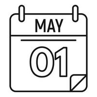 May calendar icon, outline style vector