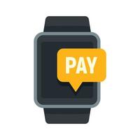 icono de pago smartwatch nfc, estilo plano vector