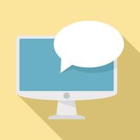 Monitor customer chat icon, flat style vector