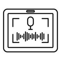 Tablet screen recording icon, outline style vector