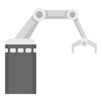 icono de robot de brazo industrial, estilo plano vector