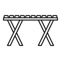 Folding picnic table icon, outline style vector
