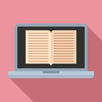 Laptop ebook icon, flat style vector