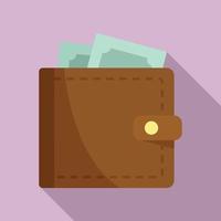 Full money wallet icon, flat style vector