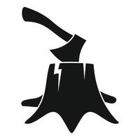 Axe on tree stump icon, simple style vector