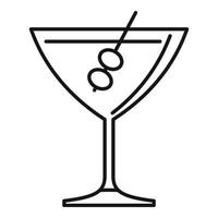 Olive cocktail icon, outline style vector