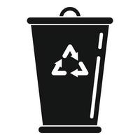 Recycling garbage bucket icon, simple style vector