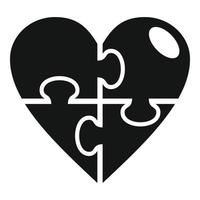 Heart jigsaw icon, simple style vector