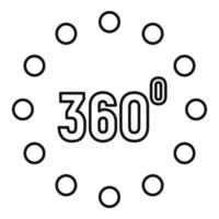 icono de simulación de 360 grados, estilo de esquema vector