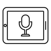 Tablet flash screen recording icon, outline style vector