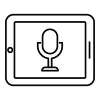 Tablet flash screen recording icon, outline style vector