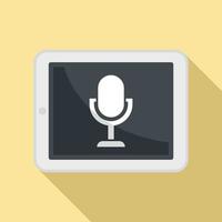 Tablet flash screen recording icon, flat style vector