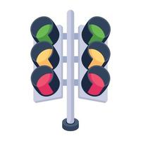 Traffic signal 2d icon design, editable vector