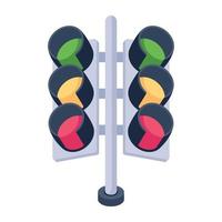 Traffic signal 2d icon design, editable vector