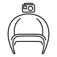 icono de casco de cámara de acción, estilo de esquema vector