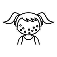 icono de niña con varicela, estilo de esquema vector