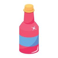 Trendy 2d icon of glass bottle vector