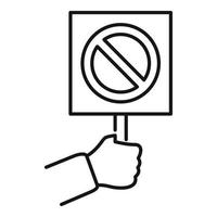 Hand hold stop sign icon, outline style vector