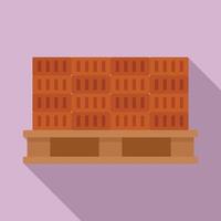 Bricks on pallet icon, flat style vector