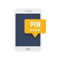 Smartphone pin code banking icon, flat style vector