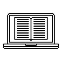 Laptop ebook icon, outline style vector