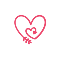 Hand drawn heart line. red heart love on valentines day png