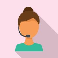 Customer woman support icon, flat style vector