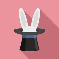 Rabbit in hat icon, flat style vector