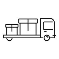 Relocation box truck icon, outline style vector