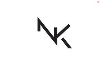 alfabeto letras iniciales monograma logo nk, kn, n y k vector