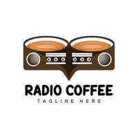 logotipo de radio de café, diseño de radio de podcast, icono de café, vector de marca de producto de logotipo de café café