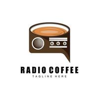 logotipo de radio de café, diseño de radio de podcast, icono de café, vector de marca de producto de logotipo de café café