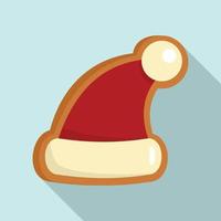 Gingerbread santa hat icon, flat style vector