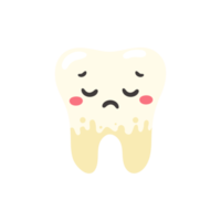 os dentes dos desenhos animados e as gengivas dentro da boca estão felizes com o problema da cárie dentária. há placa nos dentes. png