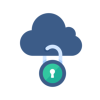 Cloud Computing. The padlock that locks the clouds. The concept of preventing data loss on the network. png