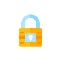 yellow padlock for locking the information on the computer data encryption concept png