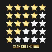 Set of gold gradient colour fine stars on a black background. vector