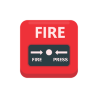 Fire alarm button. A fire alarm alerts people to evacuate the building. png