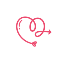 Hand drawn heart line. red heart love on valentines day png