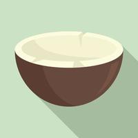 Coconut bowl icon, flat style vector