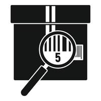 Parcel under magnifier icon, simple style vector