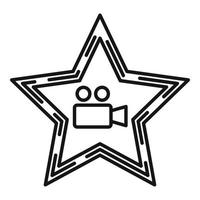 icono de cámara de video estrella, estilo de contorno vector