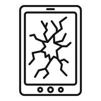icono de pantalla de teléfono inteligente roto, estilo de contorno vector