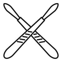 Crossed scalpel icon, outline style vector