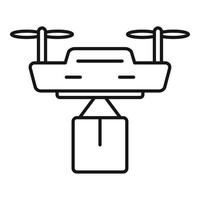 icono de entrega de drones de la ciudad, estilo de esquema vector