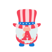 4 juillet. les gnomes portaient un costume de drapeau américain pour célébrer le jour de l'indépendance. png