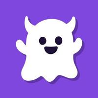 Cute cartoon ghost on purple background. vector