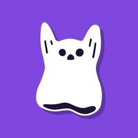 Cute cartoon ghost on purple background. vector