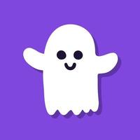 Cute cartoon ghost on purple background. vector