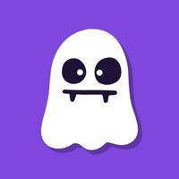 Cute cartoon ghost on purple background. vector